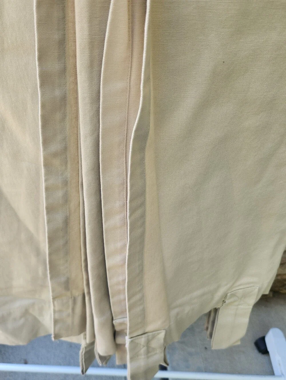 100% Cotton Tab Curtains, 2 Panels. Beige, 82 length by 44